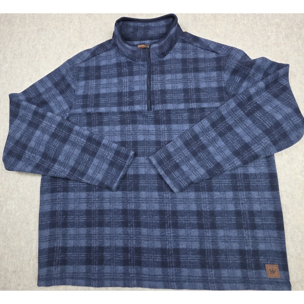 John Wayne Wooly Fleece Pullover Quarter Zip Multi Plaid Lumberjack Size 2XLarge